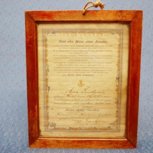 Vanha huoneentaulu vuodelta 1892